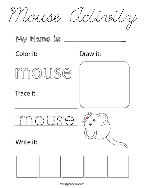Mouse Activity Coloring Page