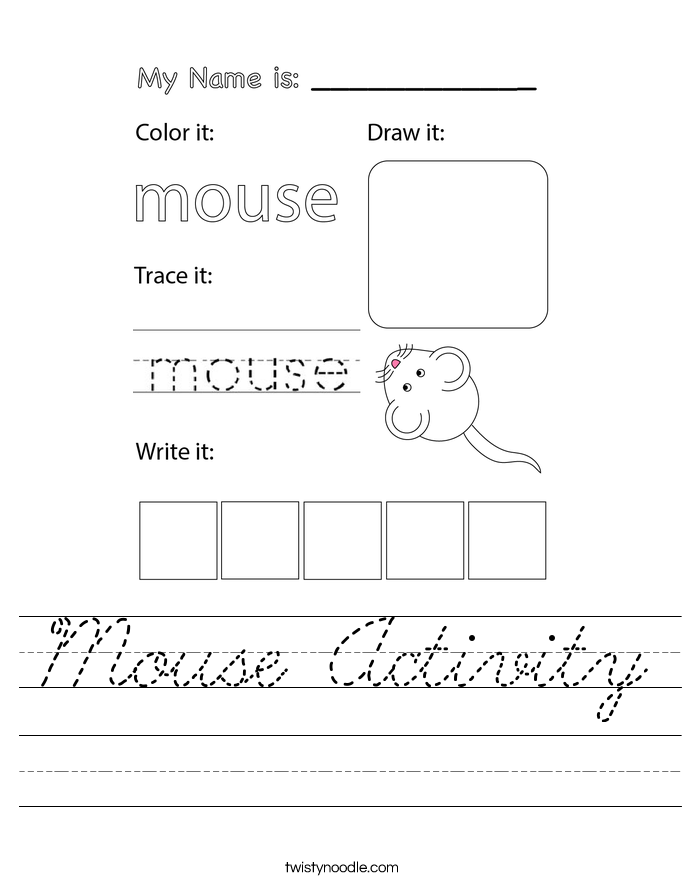 Mouse Activity Worksheet