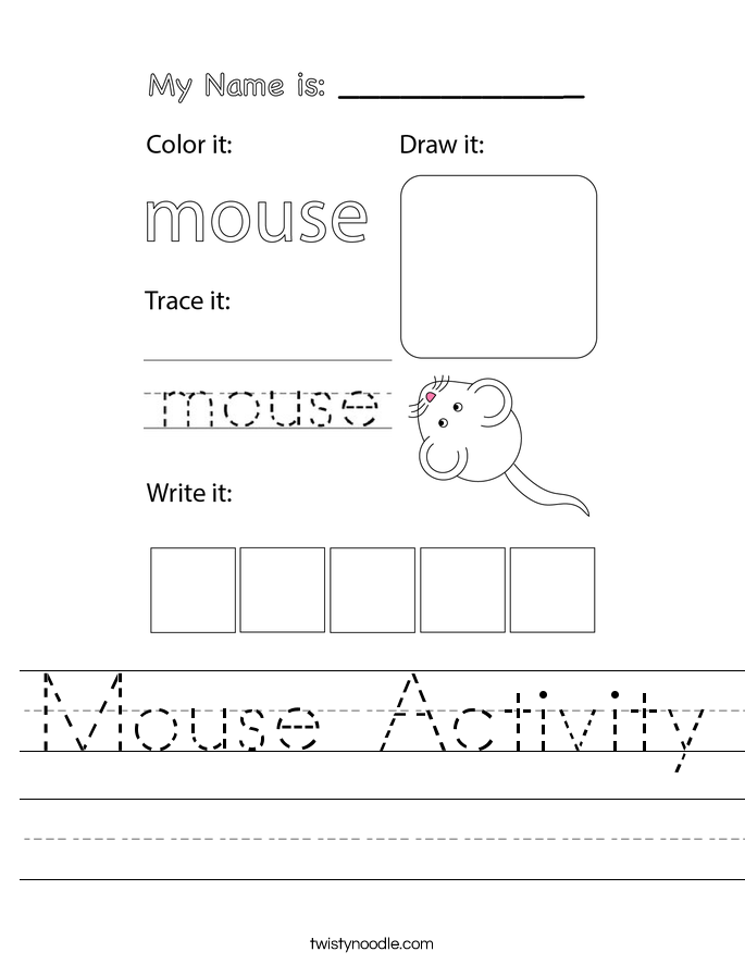 Mouse Activity Worksheet Twisty Noodle Mouse Activity Worksheet Twisty Noodle
