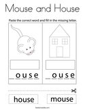 Mouse and House Coloring Page