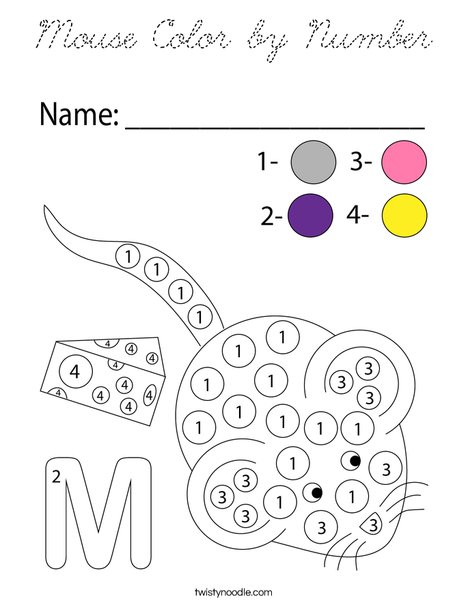 Mouse Color by Number Coloring Page