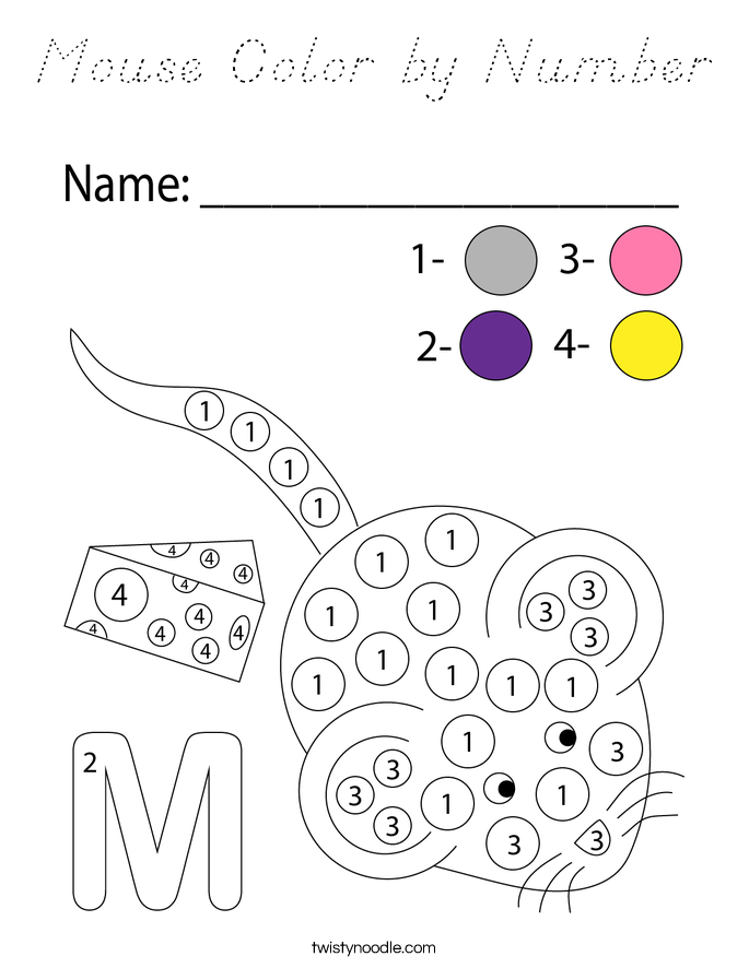 Mouse Color by Number Coloring Page