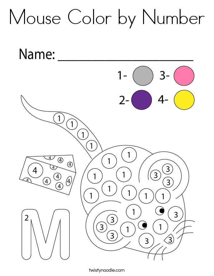 Mouse Color by Number Coloring Page