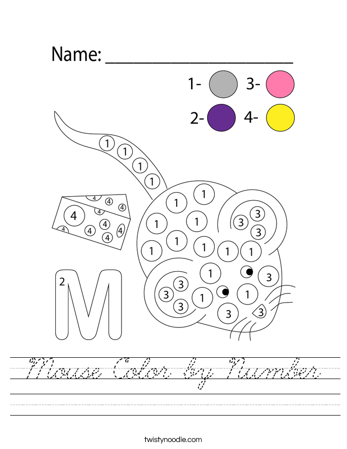 Mouse Color by Number Worksheet