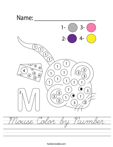 Mouse Color by Number Worksheet