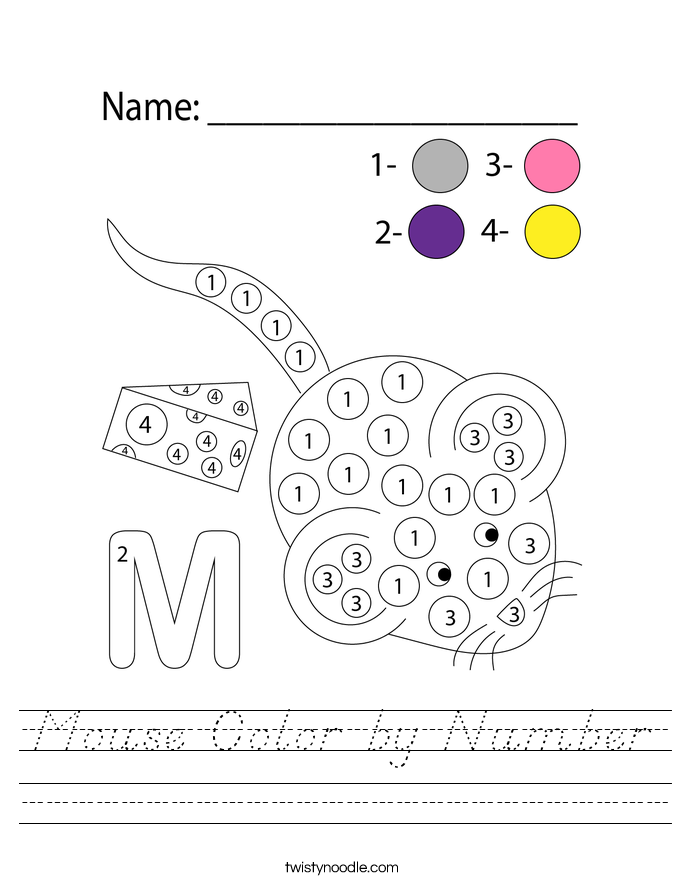 Mouse Color by Number Worksheet