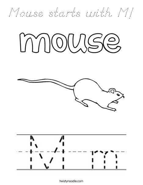 Mouse starts with M Coloring Page