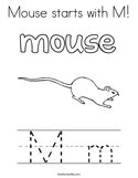 Mouse starts with M Coloring Page