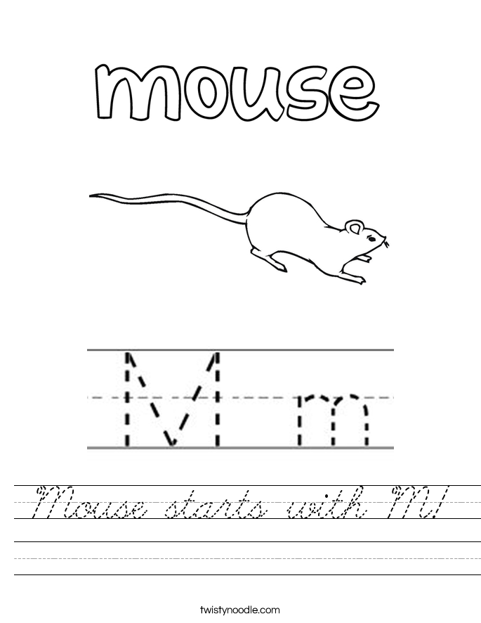 Mouse starts with M! Worksheet