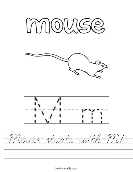 Mouse starts with M Worksheet