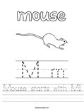 Mouse starts with M! Worksheet
