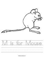M is for Mouse Handwriting Sheet