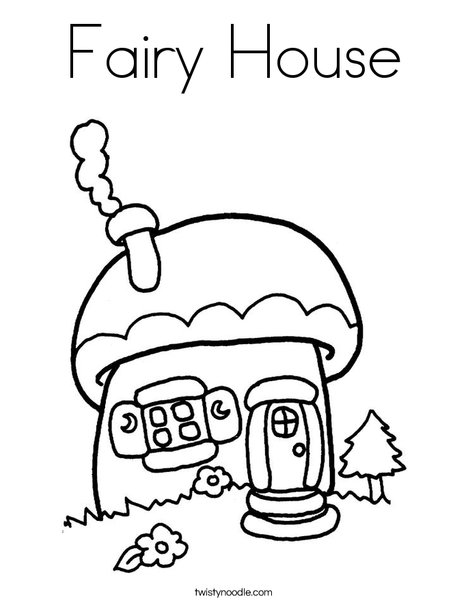 Mushroom Cottage Coloring Page