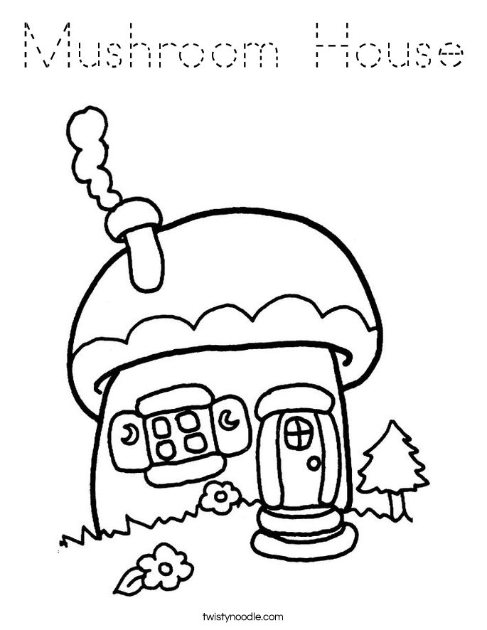 Mushroom House Coloring Page