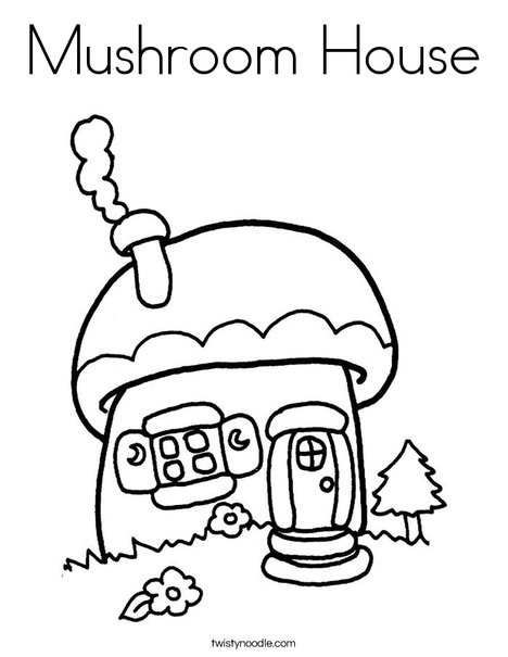 Download Mushroom House Coloring Page - Twisty Noodle