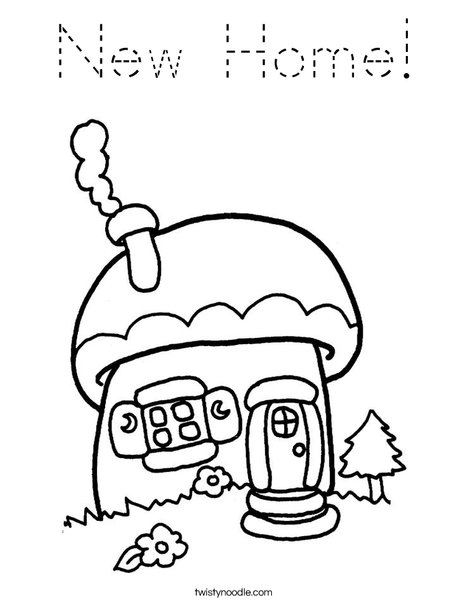 Mushroom Cottage Coloring Page