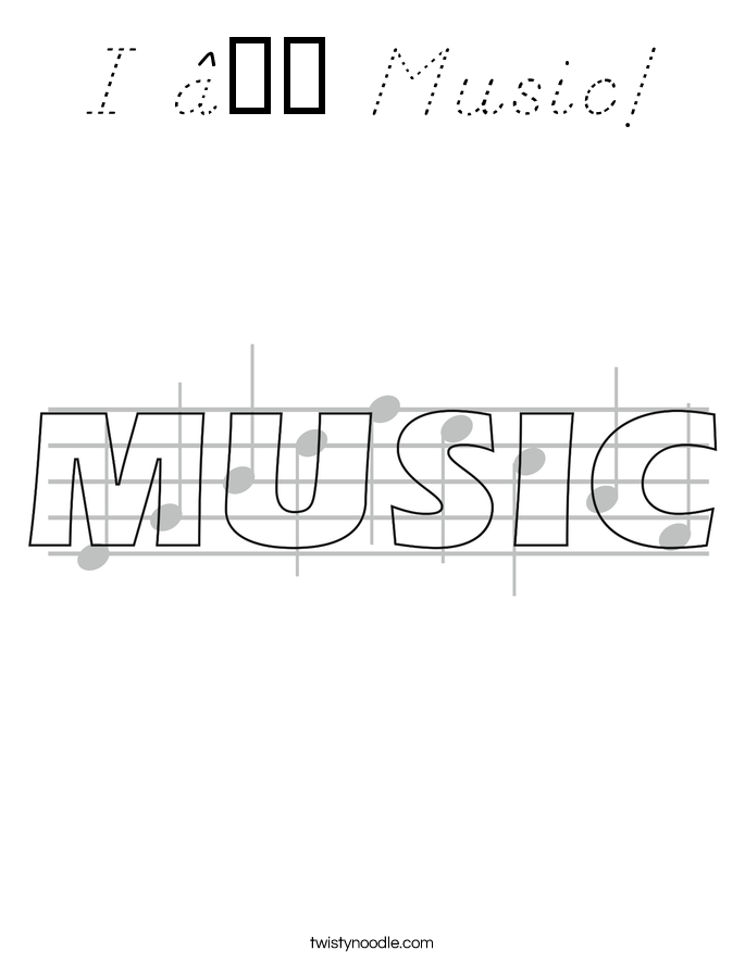 I ♥ Music! Coloring Page