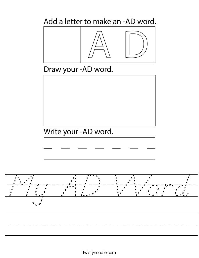 My AD Word Worksheet