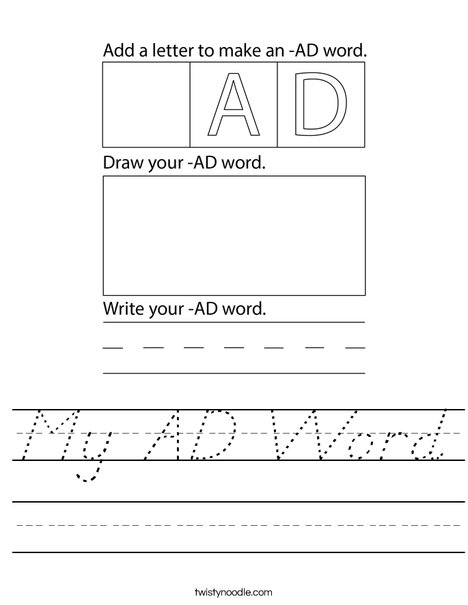 My AD Word Worksheet
