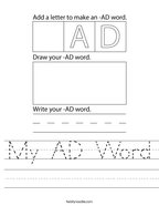 My AD Word Handwriting Sheet
