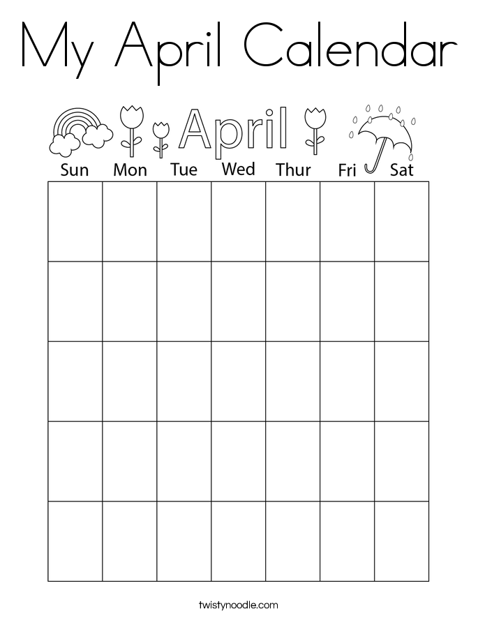 My April Calendar Coloring Page