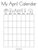 My April Calendar Coloring Page