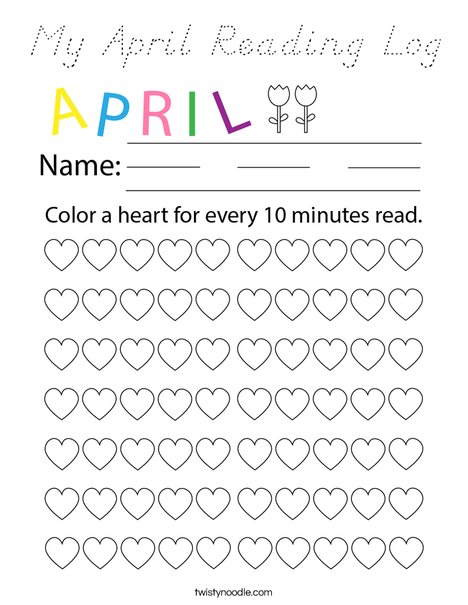 My April Reading Log Coloring Page