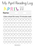 My April Reading Log Coloring Page