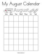 My August Calendar Coloring Page