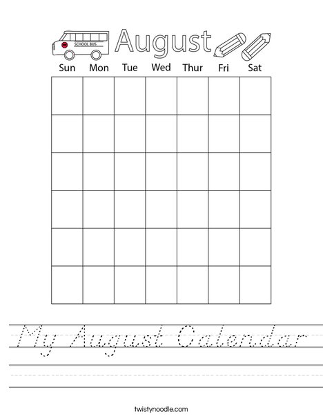 My August Calendar Worksheet