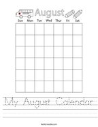 My August Calendar Handwriting Sheet