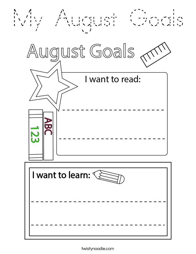 My August Goals Coloring Page