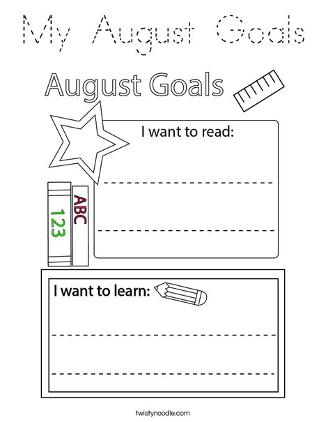 My August Goals Coloring Page