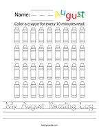 My August Reading Log Handwriting Sheet