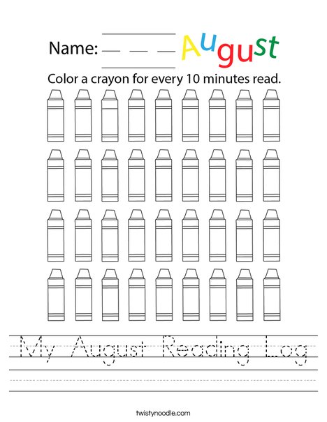 My August Reading Log Worksheet
