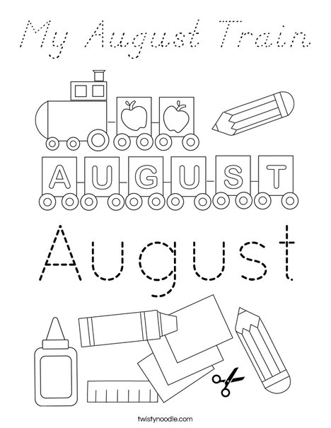 My August Train Coloring Page