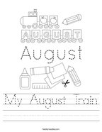 My August Train Handwriting Sheet