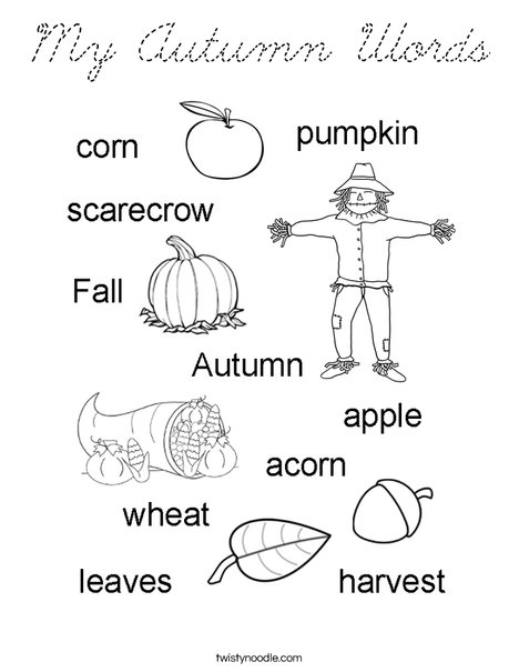 My Autumn Words Coloring Page