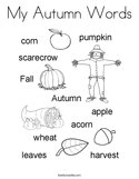 My Autumn Words Coloring Page