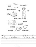 My Autumn Words Handwriting Sheet