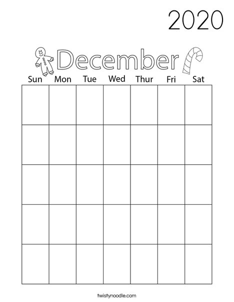 My December Calendar Coloring Page