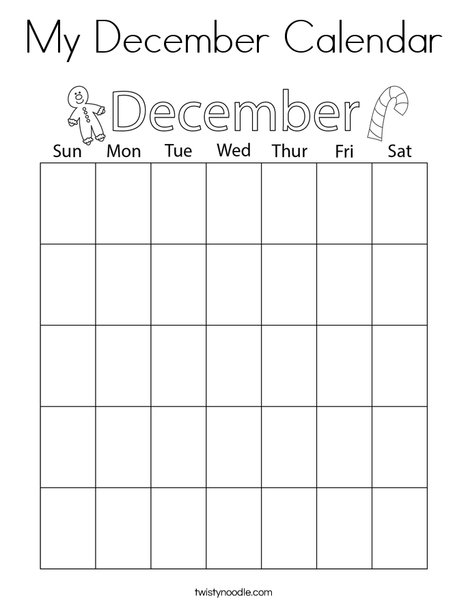 My December Calendar Coloring Page Twisty Noodle My December Calendar Coloring Page Twisty Noodle