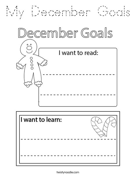 My December Goals Coloring Page