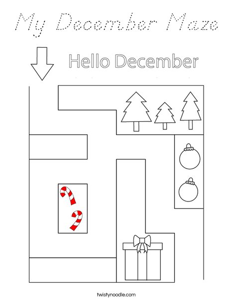 My December Maze Coloring Page