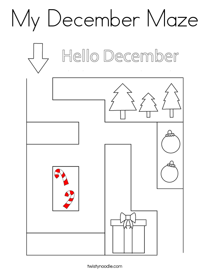 My December Maze Coloring Page