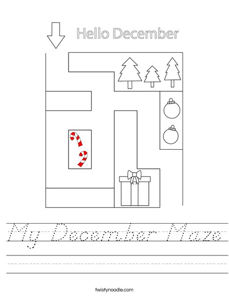 My December Maze Worksheet