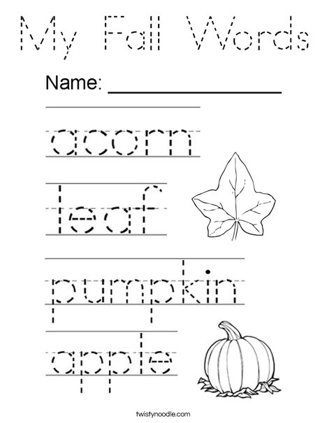 My Fall Words Coloring Page
