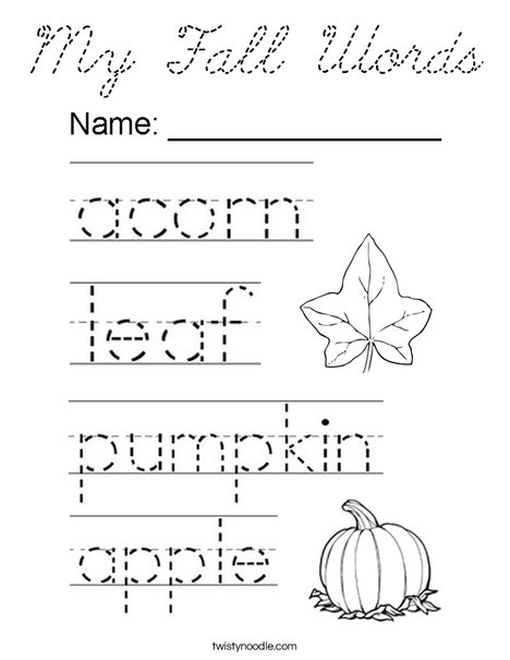My Fall Words Coloring Page