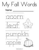 My Fall Words Coloring Page