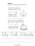 My Fall Words Worksheet